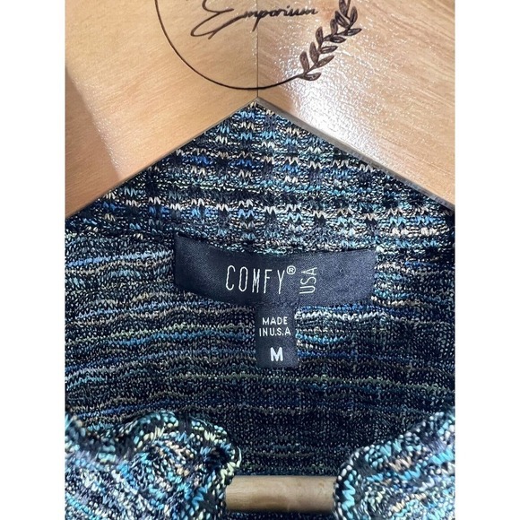 Comfy USA Medium M Textured Knit Zip Front Swing Sweater Jacket Lightweight - Picture 2 of 4